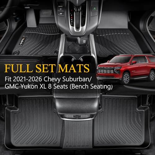 Wailtnb-Floor Mats & Cargo Liner Backrest Mat for 2021-2026 Chevy Suburban & GMC Yukon XL 8 Seats (Bench Seating) Floor Mat All Weather Liner Car Mat for Chevy Suburban 2021-2026 8 Seat Accessories - style: 30|For Suburban 8/Yukon XL | 2021-2026| Backrest