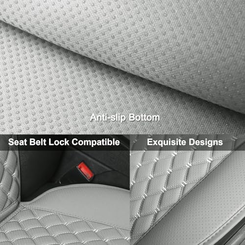 Black Panther 1 Pair Luxury Car Seat Covers Protectors, Universal Anti-Slip Driver Seat Cover with Partial Backrest Coverage (Middle Part Only), Diamond Pattern, Compatible with 95% Cars (Grey) - color: Pair -Diamond- Light Grey