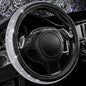 CAR PASS Bling Diamond Leather Steering Wheel Cover, with Bling Sparkly Crystal Glitter Rhinestones Universal Fit 14.5in-15in Car Wheel Protector for Women Girl Fit Suvs,Vans,Sedans,Car,Trucks, Silver - color: Silver Diamond