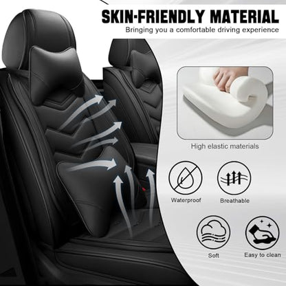 Car Seat Cover for KIA Soul 2010-2025, Seat Covers Full Set,Non-Slip Waterproof seat Cover,Wear-Resistant Nappa Leather car seat Covers. (Luxury 5 Seats/Pure Black) - color: Pure Black, size: Luxury 5 Seats