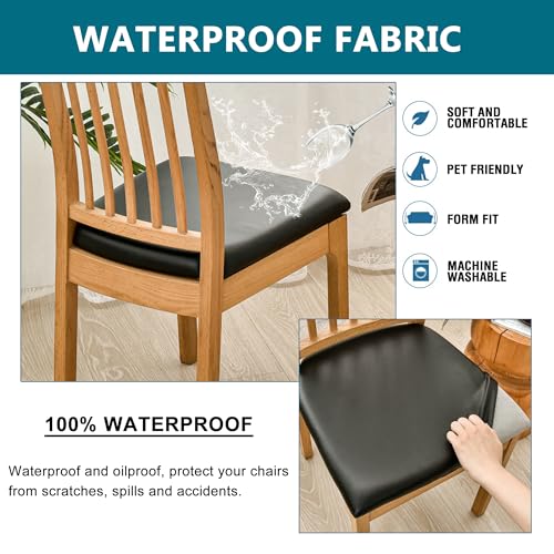 KRFOONN Waterproof Seat Covers for Dining Room Chairs Set of 4 with Bench Cover Washable Dining Chair Covers Removable Kitchen Chair Cushion Slipcovers Protector, A7 - color: Color A7