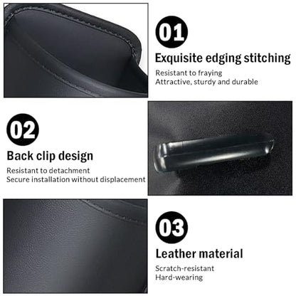 2 Pack Extra Cup Holder for Car, Clip-On Car Door Cup Holder Organizer, PU Leather Car Drink Holder for Small Bottle Coffee Cup Phone Keys Cards, Automotive Seat Pocket Storage, Black