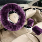 Fuzzy Genuine Sheepskin Steering Wheel Cover Set for Women Parents-Fluffy Soft Australian Merino Wool Wrap with Gear Shift and Hand Brake Covers, Cozy Stylish Luxury Car Accessories (Lavender Purple) - color: Lavender Purple