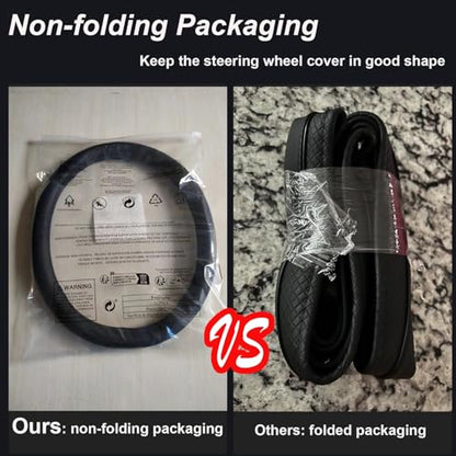 Steering Wheel Cover Universal Standard Size 14.5-15 inch, Non-Folding Packaging, Breathable Microfiber Leather, Anti-Slip, Soft Grip, Fits Most Cars SUVs Trucks, Light Creamy Gray - color: Light Creamy Gray, size: Round Shaped: Medium 14 1/2''-15''