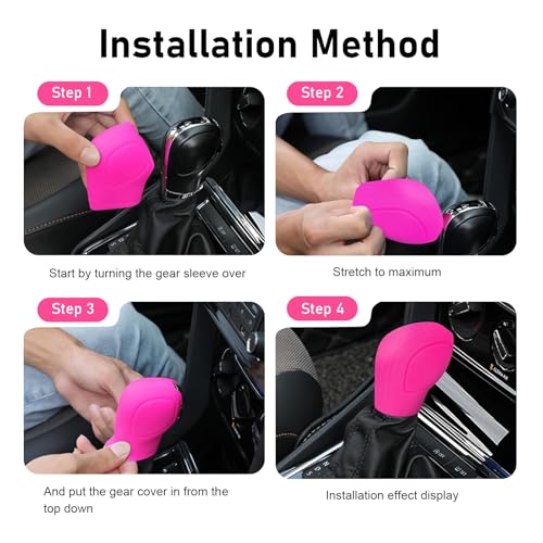 2 PCS Car Gear Shift Cover, Soft Silicone Anti-slip, Open Design, Universal for Most Cars, Trucks, SUVs (Pink)