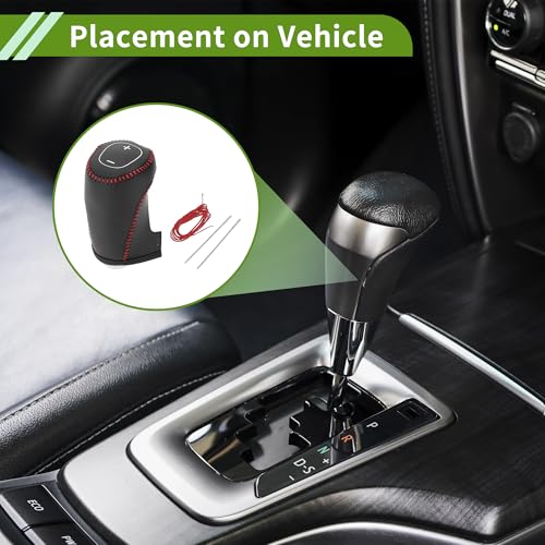 Gear Shift Knob Cover for Chevrolet Cruze 2017-2019 Anti-Slip Black Red Stick Shifting Handle Protector Faux Leather 1 Pc