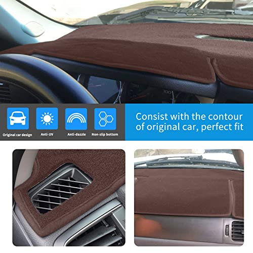 Dashboard Cover Dash Mat Compatible with 2007-2014 Chevy Chevrolet Tahoe Suburban,2007-13 Chevy Avalanche Silverado 1500 2500 3500 LTZ/GMC Sierra SLT Denali,2007-14 GMC Yukon XL (Brown) - color: Brown