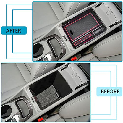 EDBETOS Center Console Organizer Tray Compatible with Chevy Malibu Accessories 2016-2019 2020 2021 2022 2023 2024 2025 Secondary Armrest Storage Box Insert Tray, USB Cable Hole, ABS Material, Red - color: Red Trim