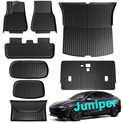 SUPER LINER 2025 2026 Tesla Model Y Juniper Floor Mats & Accessories & Extra-Thick TPE Cargo Liners CabinProtect™ for 5-Seater | All-Weather Pet & Child-Friendly System(Not for Standard)