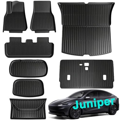 SUPER LINER 2025 2026 Tesla Model Y Juniper Floor Mats & Accessories & Extra-Thick TPE Cargo Liners CabinProtect™ for 5-Seater | All-Weather Pet & Child-Friendly System(Not for Standard)