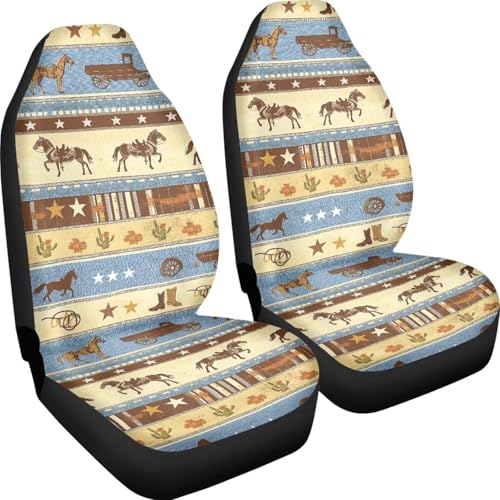 Car Seat Covers 2 Pcs Front Seats Only Interior Covers Fashion Auto Interior for Car Sedan Auto Truck SUV Easy to Install（Aztec Cowboy Print 83） - color: Aztec Cowboy Print 83