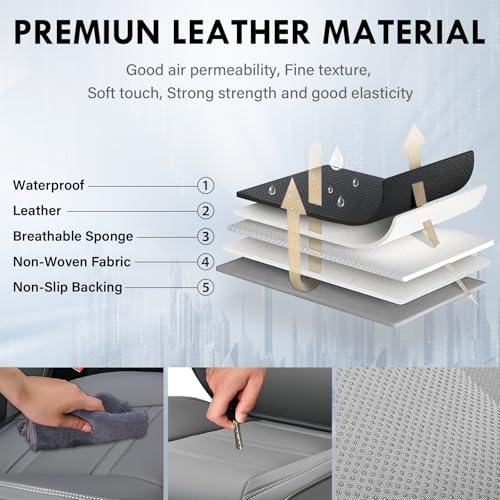 Coverado Car Seat Covers Front Seats, 2 Piece Car Seat Protector with Removable Headrest, Nappa Leather Breathable Front Seat Cushion Side All Wrapped Universal Fit Truck Automotive Most Cars Gray - color: Nappa-Gray, size: Front