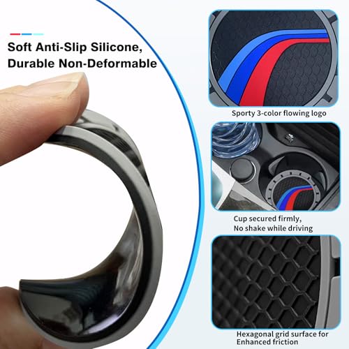 2PCS Car Cup Holder Coasters for BMW X3 X5 X1 X7 X6 X4 X2 Z4 XM iX 328i Interior Decoration Accessories, Non-Slip Silicone Car Cup Holder Insert Coasters, 2.75in