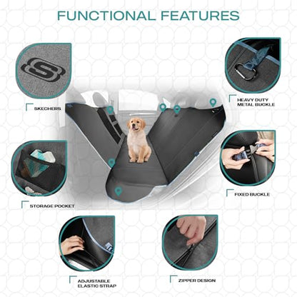 Skechers Dog Car Seat Cover for Pets GOGA MAT, Seat Extender for Dogs Waterproof Seat Cover Hammock Heavy Duty Scratch Proof Nonslip Durable Back Seat Covers for Cars Trucks and SUVs,Gray - color: Gray