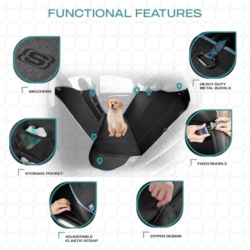 Skechers Dog Car Seat Cover for Pets GOGA MAT, Seat Extender for Dogs Waterproof Seat Cover Hammock Heavy Duty Scratch Proof Nonslip Durable Back Seat Covers for Cars Trucks and SUVs,Black - color: Black