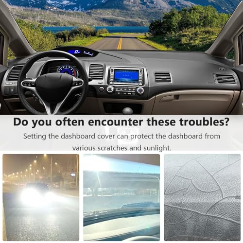 Dashboard Cover Suitable for Honda Civic 2006 2007 2008 2009 2010 2011 Car Dashboard Cover Sun Visor Mat Non-Slip Polyester Dashboard Accessories (Black) - size: 2006-2011 For Honda Civic