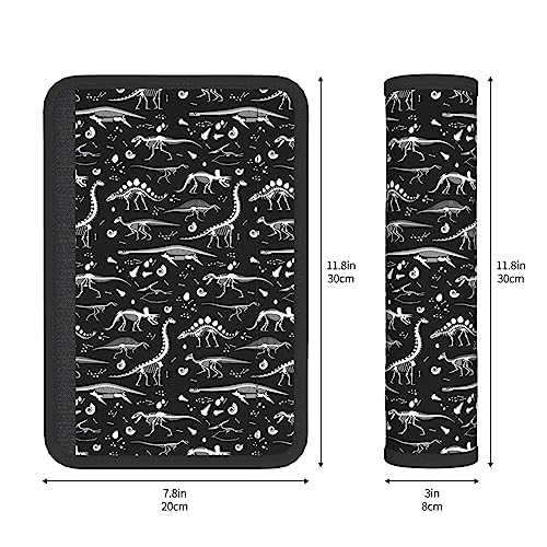 Black White Dinosaur Skeleton Seat Belt Cover Fits Cars Trucks SUV Sedans Air Permeability Car Seatbelt Strap Cover, Auto Interior Accessories Protector