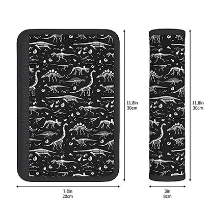 Black White Dinosaur Skeleton Seat Belt Cover Fits Cars Trucks SUV Sedans Air Permeability Car Seatbelt Strap Cover, Auto Interior Accessories Protector