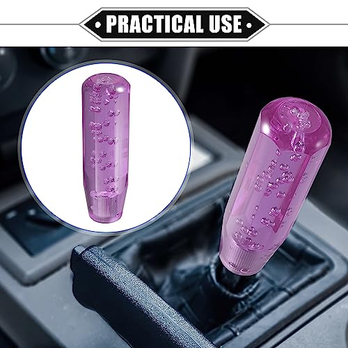 Gear Shift Knob Stick, 15cm Faux Crystal Transparent Bubble Gear Shifter Universal for Manual Transmission Vehicle Durable Acrylic Purple with Adapter