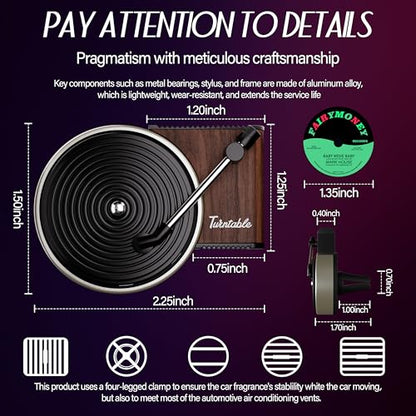 Maicican 12PCS Customizable Car Air Freshener Vent Clip, Pop Singer Album Cover Record Player Shape, Music Lover Gifts. (Retro) - style: Retro
