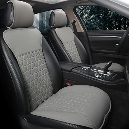 Black Panther 1 Pair Luxury PU Car Seat Covers Protectors for Front Seats, with Partial Backrest Coverage (Middle Part Only), Triangle Pattern, Compatible with 95% Cars - Grey - color: Triangle Pattern - Gray