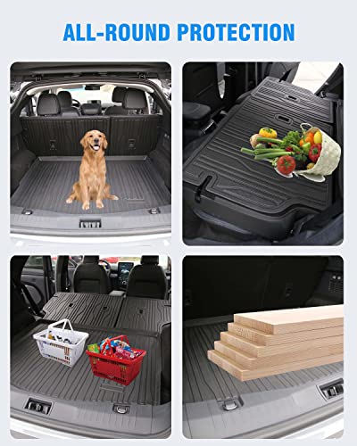 Cargo Liners Rear Trunk Mat for Ford Mustang Mach-E Accessories 2021 2022 2023 2024 2025 2026 with Hook&Loop All Weather Anti-Slip Split Dog Liner 3PCS - size: Backrest Mat + Trunk Mat
