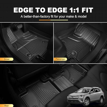 AOMSAZTO Floor Mats Compatible with 2013-2018 Toyota RAV4 All Weather Floor Liner TPE Custom Fit Mats for Toyota RAV4 1st & 2nd Row Car Mats - style: 2013-2018 | For Toyota Rav4 Floor Mats