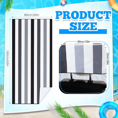 Hahafelt Car Seat Towel Covers with Storage Bag, 63 x 32 Inch Universal Non Slip Waterproof Sweat Protector for Car Truck, Gym Swimming Running, Machine Washable(2 Pack,Black Vertical Stripes) - style: Black Vertical Stripes