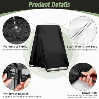 Kasla Hammock Chair Stand Cover, Waterproof Covers for Hanging Swing Chair Indoor Outdoor Patio Yard (41" L×55" W×72" H) - size: 41"L×55"W×72"H