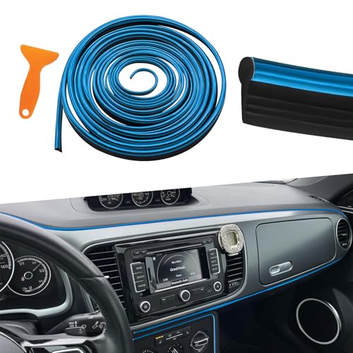 Car Interior Moulding Trim Strip, Car Mod, 33Ft/10M Auto Electroplating Decoration Filler Insert Strip, Dashboard Decorative DIY Flexible Garnish with Installing Tool for SUV RV (Blue) - color: Blue