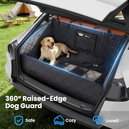 SUV Cargo Liner for Dogs, Full Coverage Non-Slip Cargo Cover with Cushioned Sides to Protect Your Dog, Waterproof & Durable, Machine Washable Trunk Protector Mat (XL, Black)
