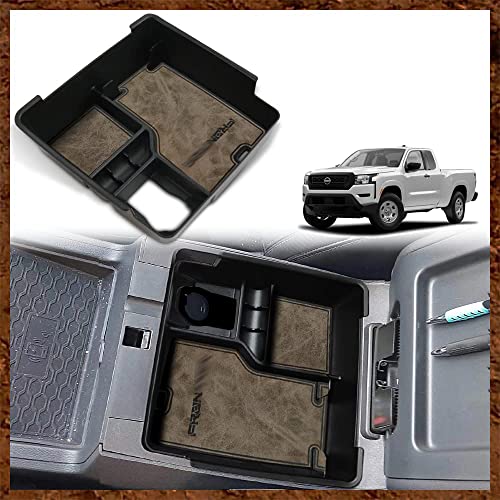 for 2022+ Frontier Accessories Center Console Organizer Insert Tray Storage Box Armrest Organizer Compatible with Frontier 2022 2023 2024 2025 2026(Gray Leather) - color: Retro Grey Leather