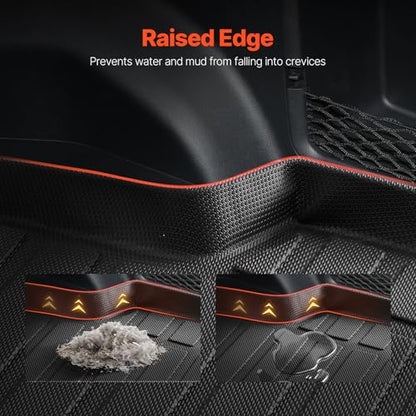 VEVOR Cargo Mats Compatible with Toyota RAV4 2019-2024, Custom Fit TPE Cargo Liner Set for SUVs, Trunk and Rear Back Seat Protector Replacement, Black, Trunk Mat and Backrest Mats - style: Toyota RAV4 2019-2024