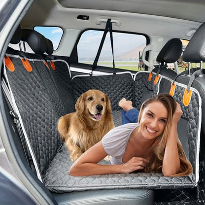 Back Seat Extender,Dog Car Seat Cover,Waterproof Pet Hammock Travel Bed,Durable Camping Air Mattress,Non Inflatable Car Bed Mattress Easy Clean for Car SUV Truck (Black) - color: Black