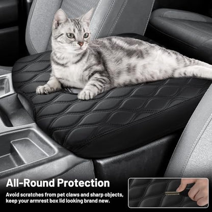 Autorder Center Console Cover for 2019-2025 Chevrolet Chevy Silverado&GMC Sierra 1500 2500 3500HD Accessories Leather Armrest Cover Anti-Scratch Middle Console Pad for Pet(Fit Jump Seat Console) - size: 2019-2025 Chevy Silverado