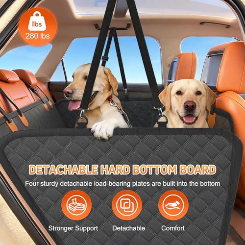 Dog Bone PU Leather Rear Extender, 280LBS Waterproof Pet Hammock, Foldable Dog Car Seat Cover for SUV Sedan