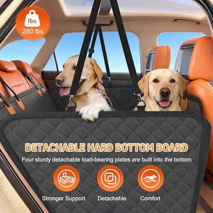 Dog Bone PU Leather Rear Extender, 280LBS Waterproof Pet Hammock, Foldable Dog Car Seat Cover for SUV Sedan
