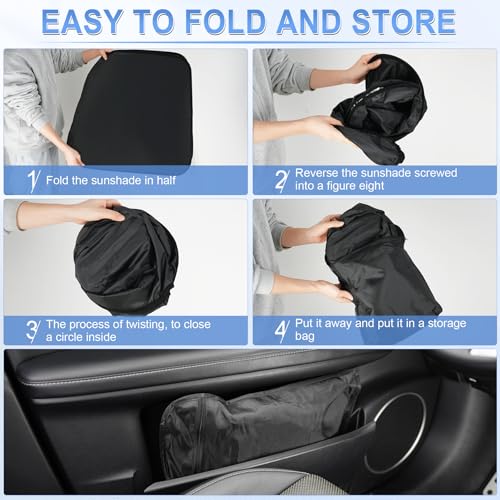 SINGARO 300T Universal Car Windshield Sun Shade, Foldable Reflective for Windshield & Window Shades with Overlapping Design, Car Interior Accessories (55" L x 26.7" W) - size: Standard