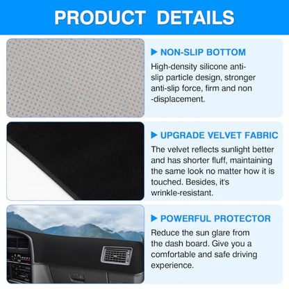 Autorder Dashboard Cover Mat for 1990-1995 Toyota 4Runner Pickup Truck Accessories Dash Cover Upgrade Velvet Dash Mat Sunshade Glare UV Rays Protector - size: 1990-1995 Toyota 4Runner