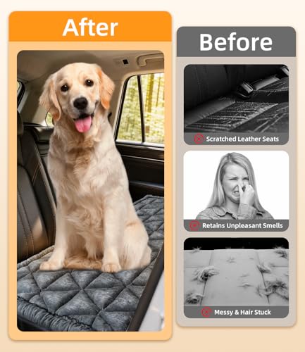 Backseat Pet Bed Mat, Non-Slip Dog Seat Cover with Scratch-Resistant Padding, Dog Bed for Cars, Trucks & SUVs, Universal Fit for Backseat Extenders (Gray) - color: Gray