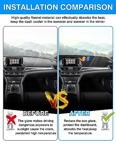 CARTIST Dashboard Cover Mat for 2018-2020 2021 2022 Honda Accord Accessories Dash Cover Flannel Dash Mat Sunshade Glare UV Rays Protector