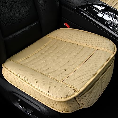 2pc Edge Wrapping Comfortable Car Front Seat Covers, Seat Protectors, Anti-Slip Bottom Seat Cushion Covers for Auto with PU Leather(Beige) - color: Beige, size: 2x Bottom Seat Covers
