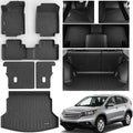All Weather Floor Mats for Honda CRV 2016 2015 2014 2013 2012 2011 TPE Rubber Liners CR-V Odorless Anti-Slip Car Floor Liners-1st & 2rd Row & Cargo Mat Covering The Backrest Full Set - size: 12-16丨CRV full mat