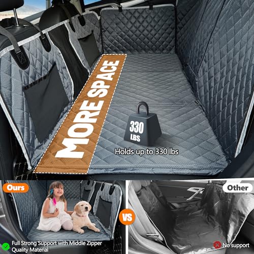 Back Seat Extender,Dog Car Seat Cover,Waterproof Pet Hammock Travel Bed,Durable Camping Air Mattress,Non Inflatable Car Bed Mattress Easy Clean for SUV Truck (Grey) - color: Grey