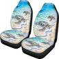 Dreaweet Beach Turtle Seat Covers for Cars 2 Piece Hawaiian Tropical Car Seat Cover Front Seats Only Universal High Back Bucket Seat Covers for Most Vehicle SUV Trucks - color: Beach Turtle