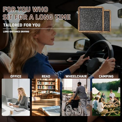 Air Fiber Seat Cushion for Office Chair, 0.7Inch Thin Car Seat Cushion for Driving, Breathable Square Chair Pad for Long Sitting Fatigue Relief, Fully Washable Desk Cushion for Gaming & Travel (Black)
