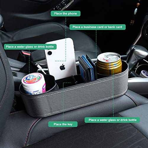 Car Seat Organizer Cup Drink Holders,Multifunctional Gap Filler Storage Box,Insert Organization Helps Reduce Distracted Driving&Holds Phone Mount Mug Bottle Cellphones Coasters Wallet Cards (Gray) - color: UGBD-Gray