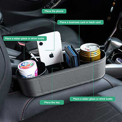 Car Seat Organizer Cup Drink Holders,Multifunctional Gap Filler Storage Box,Insert Organization Helps Reduce Distracted Driving&Holds Phone Mount Mug Bottle Cellphones Coasters Wallet Cards (Gray) - color: UGBD-Gray