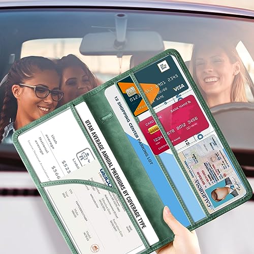 CoBak Car Registration and Insurance Holder - Vehicle Glove Box Car Organizer,Auto Truck Comparment Accessories Case with Magnetic Closure for Essential Document,Driver License,Cards