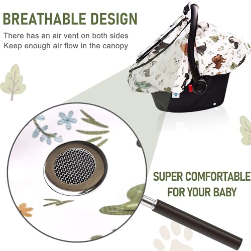 Waterproof Baby Car Seat Cover，YVMVDV Patented Cold Weather Carseat Cover for Babies,Infant Car Seat Cover Canopy for Boy Girls, Keeps Babies Warm and Cozy (Cute Dog) - color: Colorful Dog